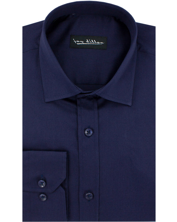 Navy Cotton Sateen Shirt